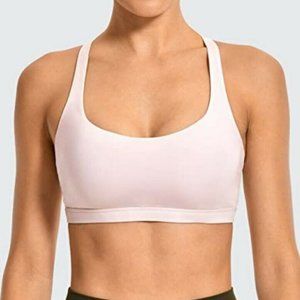 CRZ YOGA Padded Strappy Sports Bra -Blissful Pink